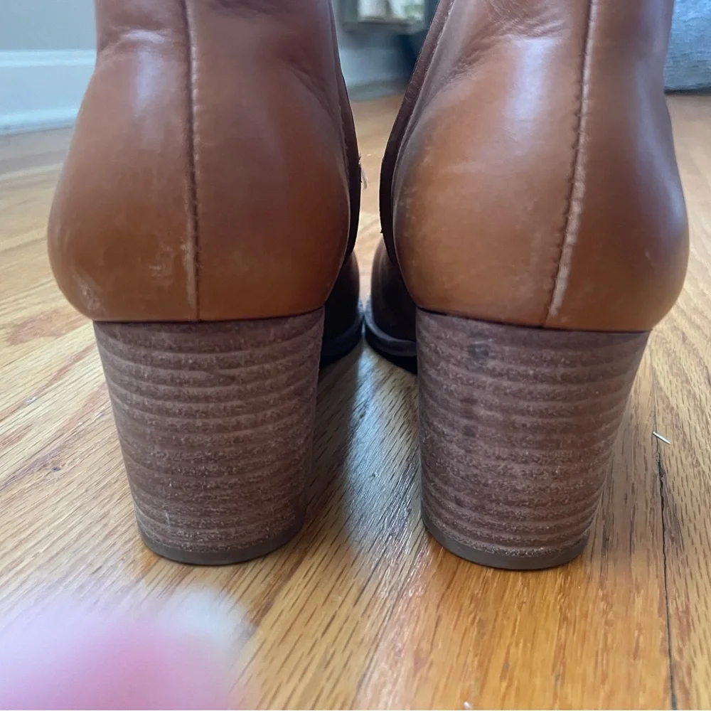 Madewell Brown Leather Ankle Boot with Block Heel